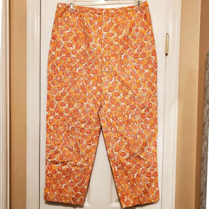 Sz 16P TALBOTS Orange Graphic Pattern Cotton Pedal Pusher Pants